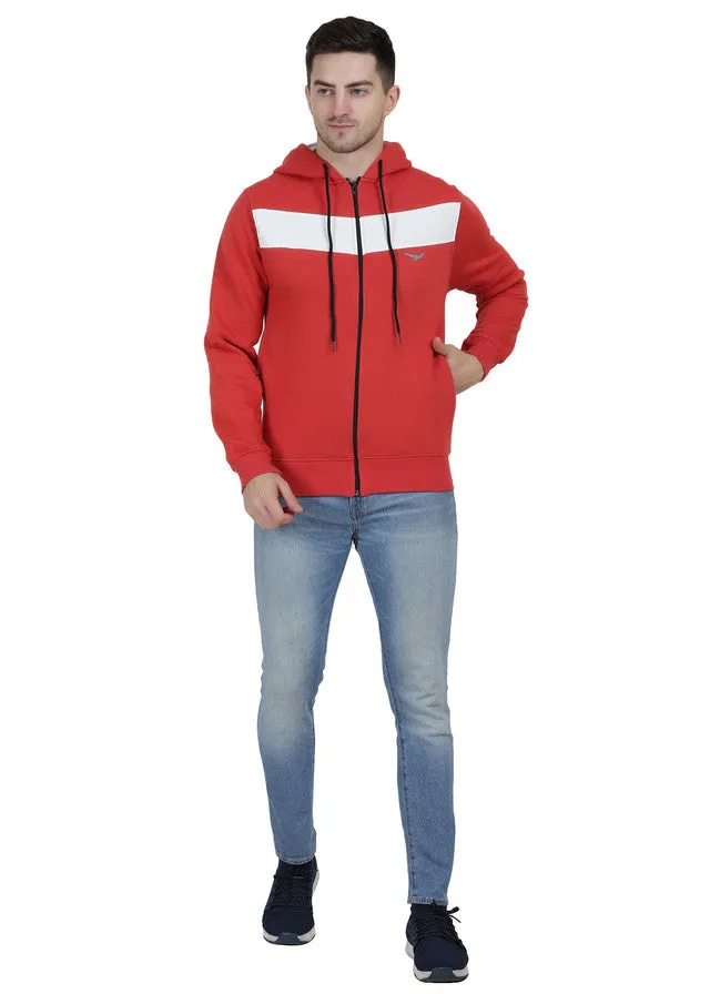 Hiflyers Mens Orange Regular Fit Printed Sweatshirt With Hood And Zipper