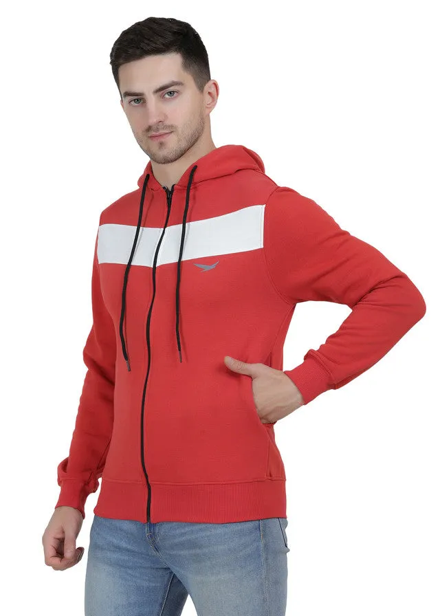 Hiflyers Mens Orange Regular Fit Printed Sweatshirt With Hood And Zipper