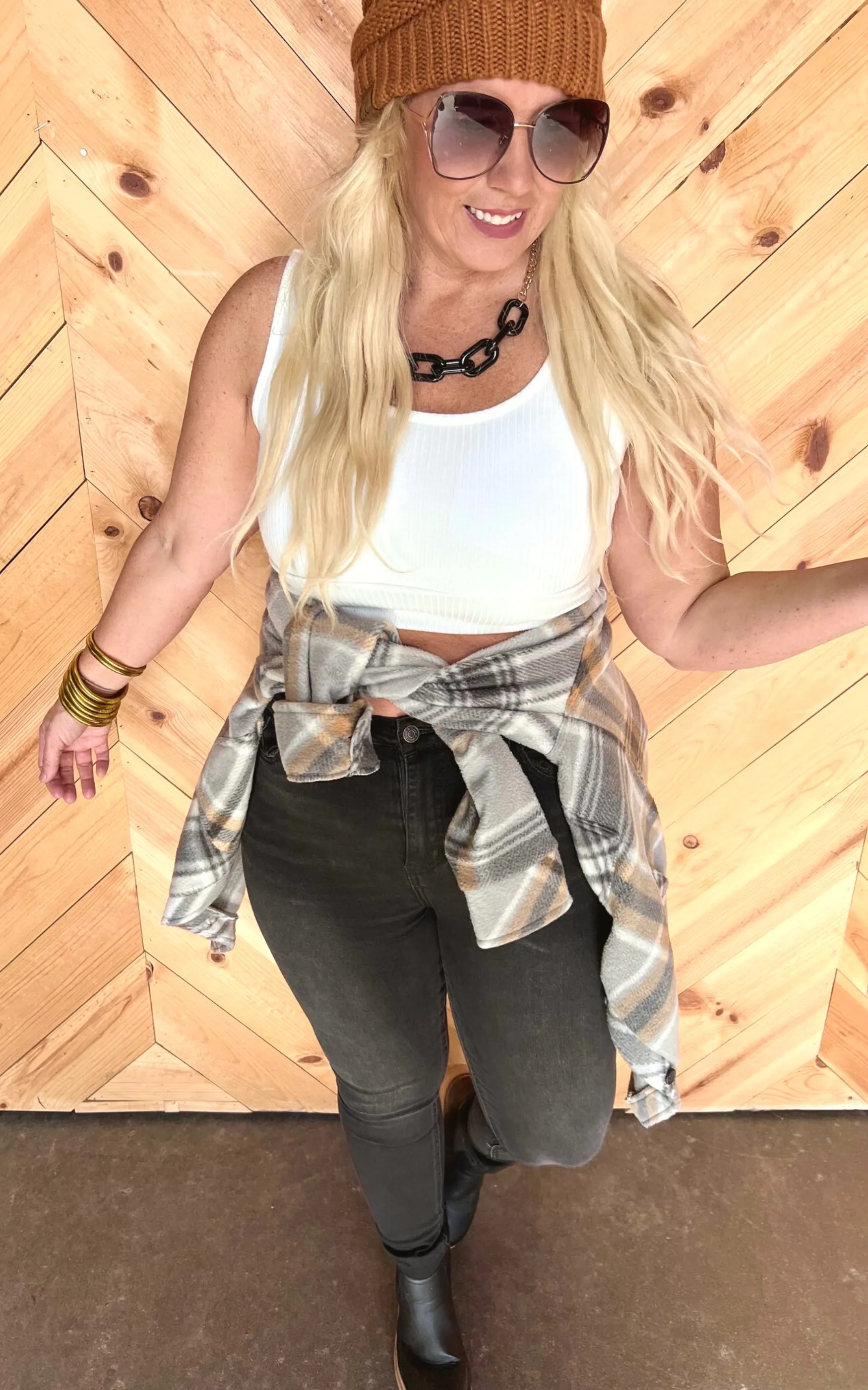High Rise Black Skinny Denim Jeans - White Birch Final Sale