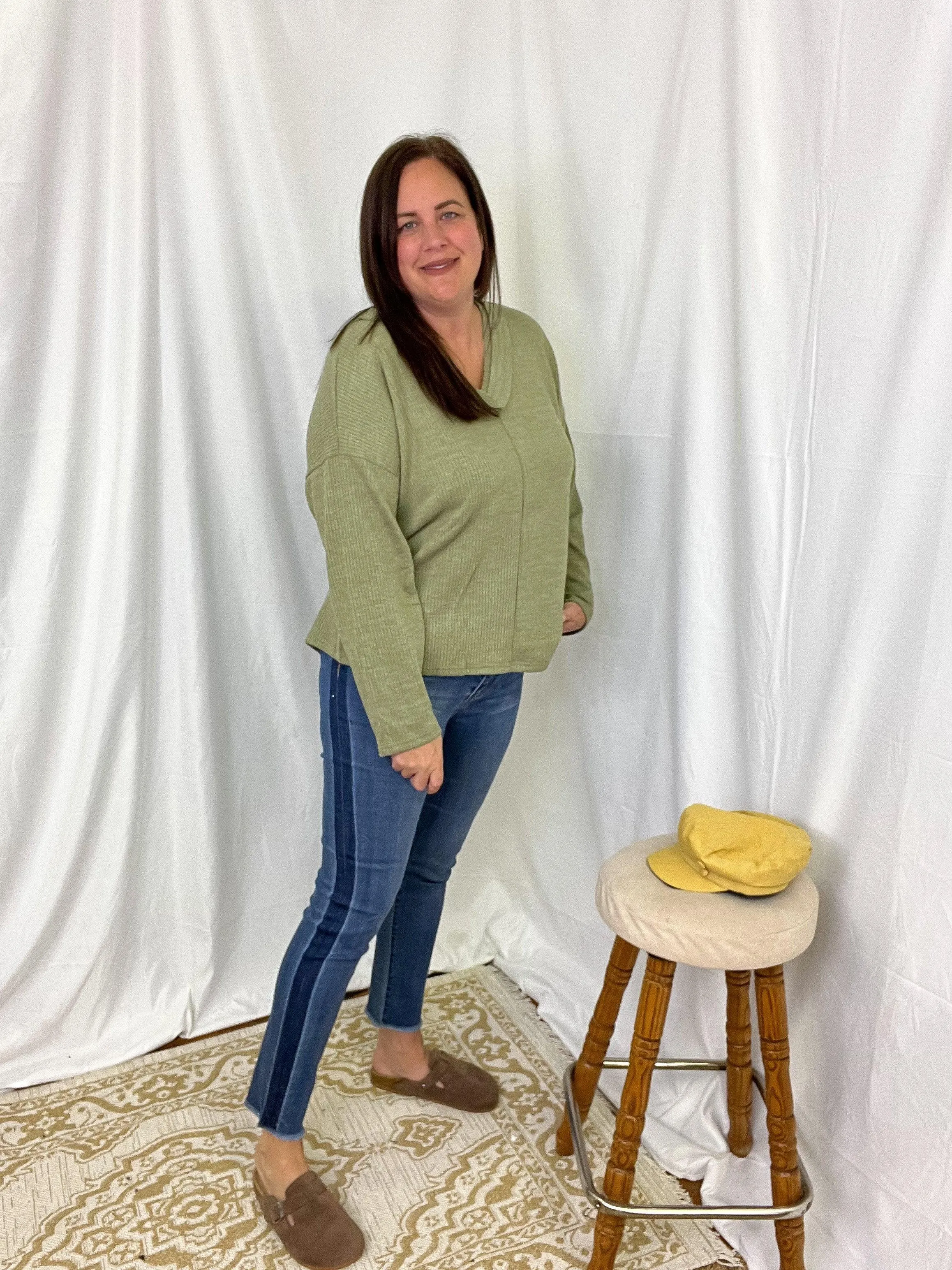 High Waist Shaded Seam Skinny Jeans