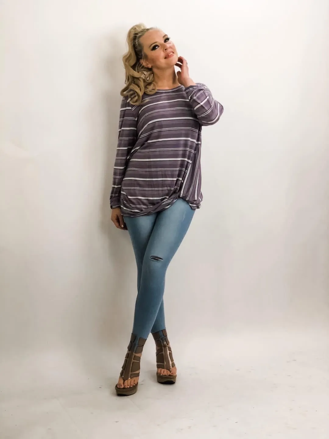 Horizontal Stripe Knit Top