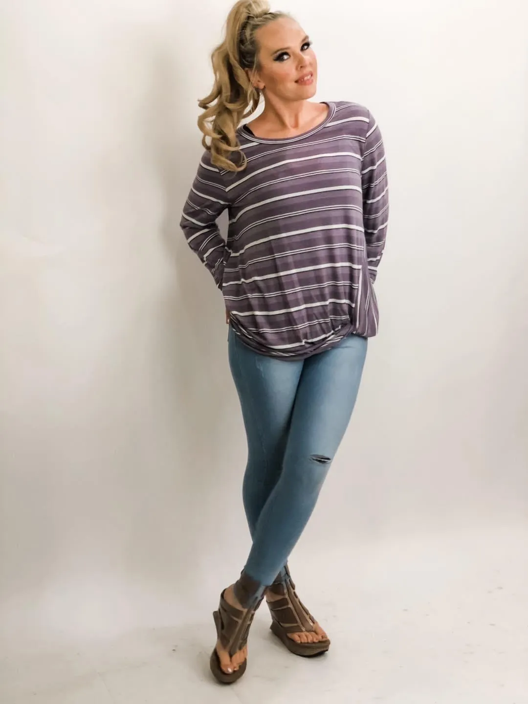 Horizontal Stripe Knit Top