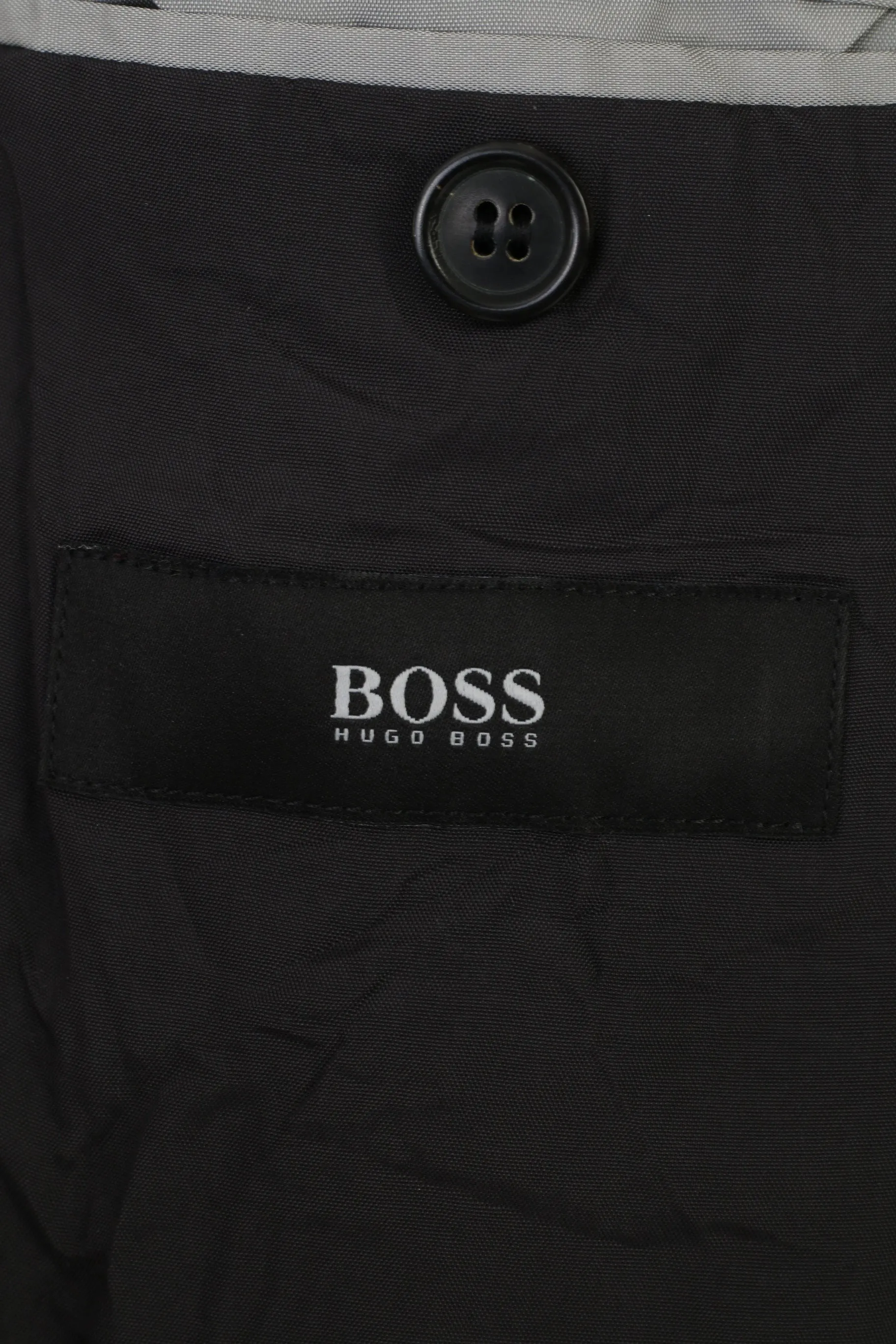 Hugo Boss Men 48 38 Blazer Charcoal Cotton Collar Single Breasted Striped Jacket Top