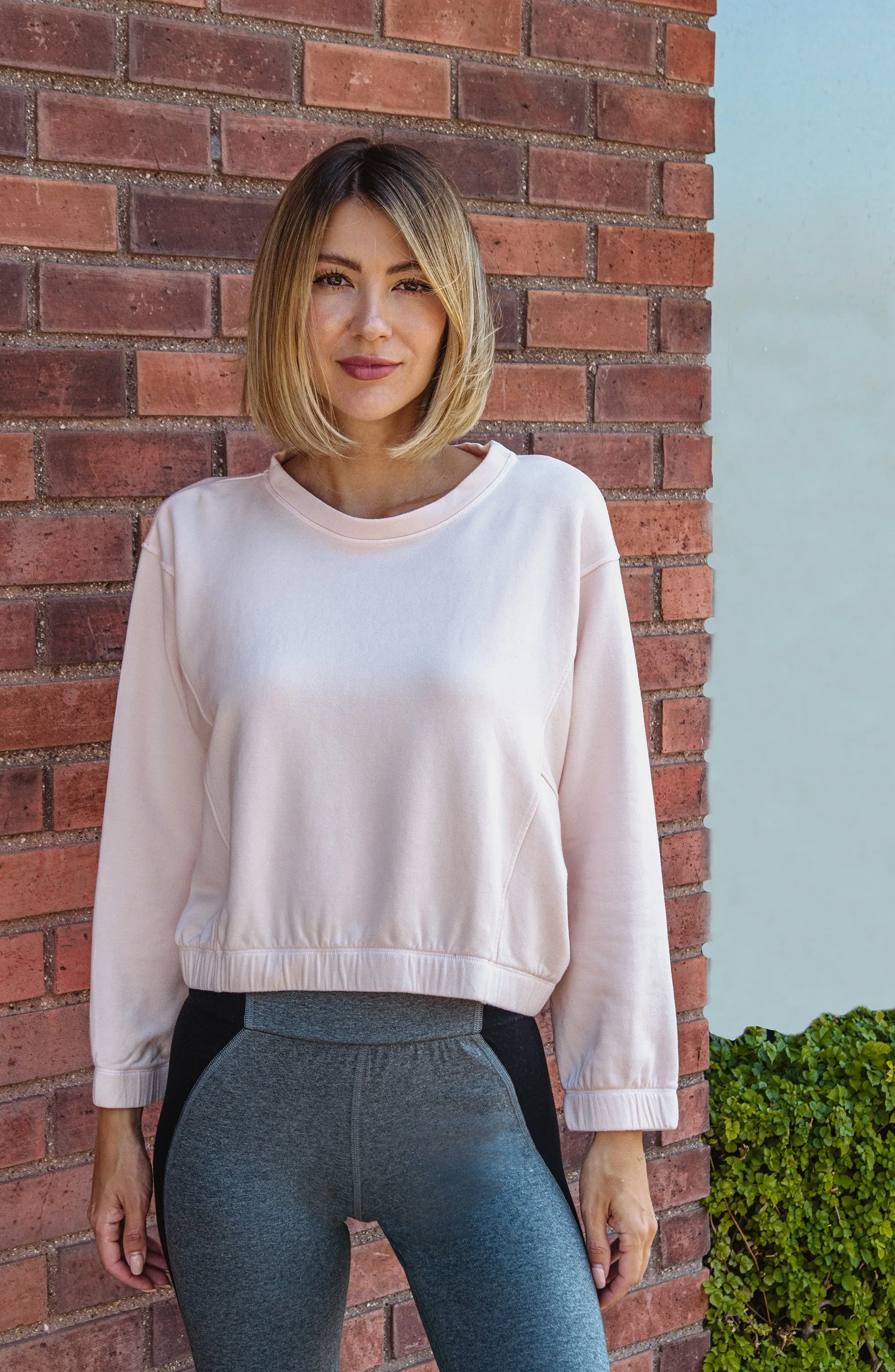 Ivy Boxy Cropped Modal Pullover - Rose Quartz