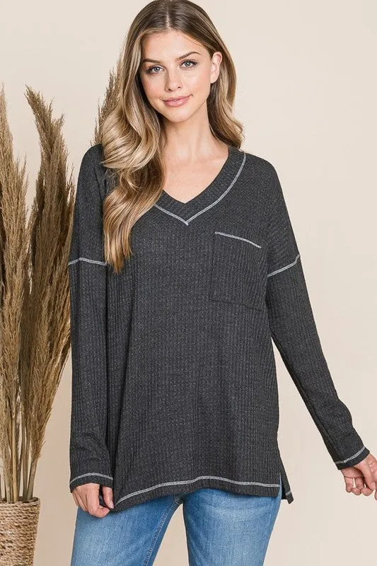 JANELL V NECK LONG SLEEVE TOP S-XL