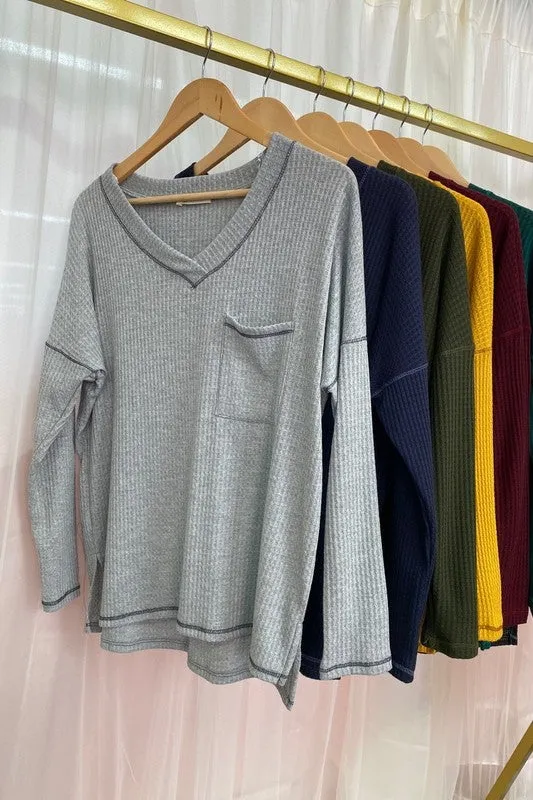 JANELL V NECK LONG SLEEVE TOP S-XL