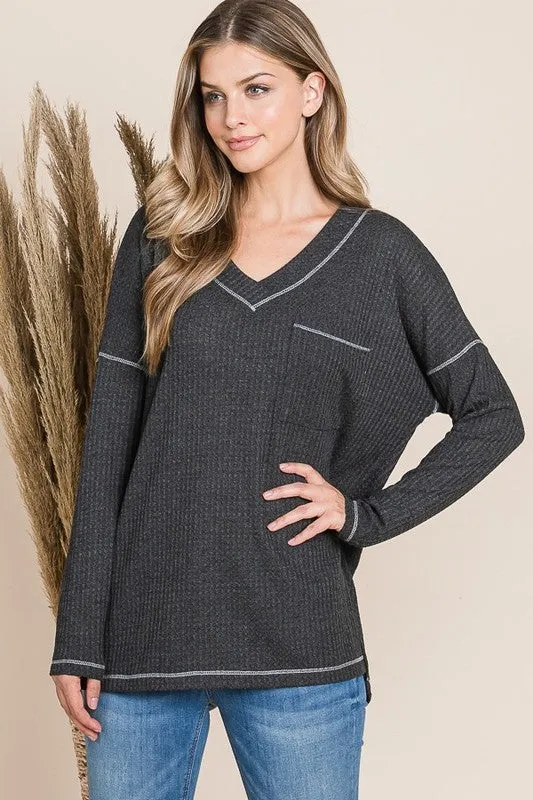 JANELL V NECK LONG SLEEVE TOP S-XL