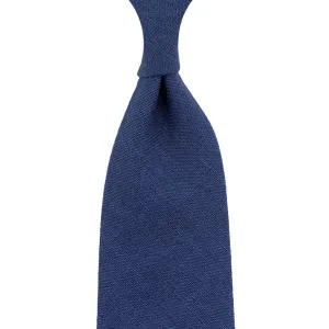 Japanese Ramie Tie - Light Navy - Hand-Rolled