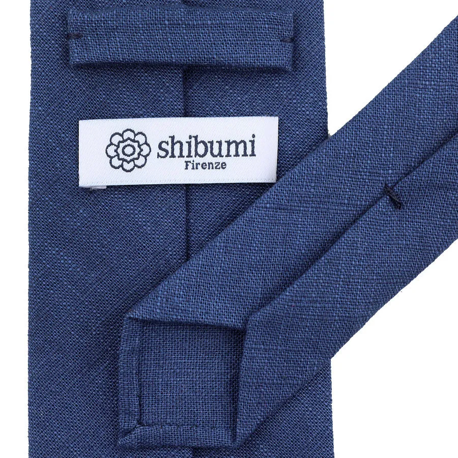 Japanese Ramie Tie - Light Navy - Hand-Rolled