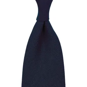 Japanese Ramie Tie - Navy - Hand-Rolled