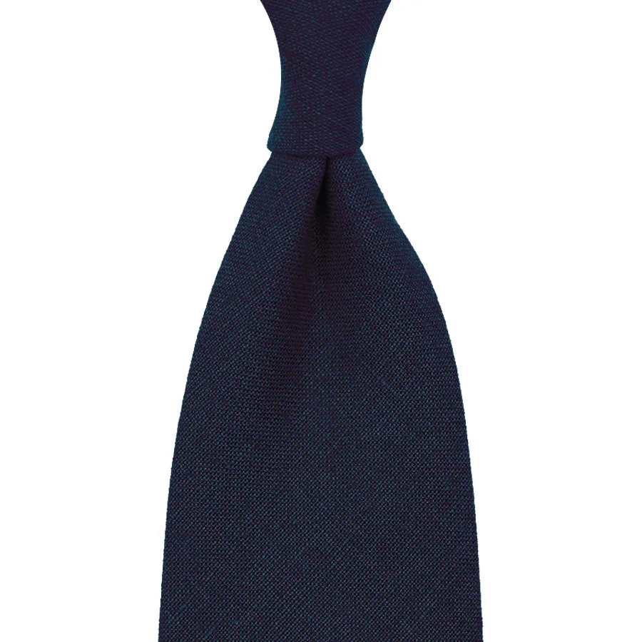 Japanese Ramie Tie - Navy - Hand-Rolled
