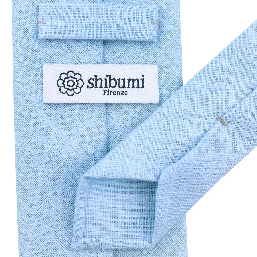 Japanese Ramie Tie - Sky Blue - Hand-Rolled