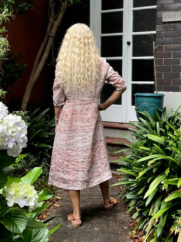 Jiva 50's Dress - Clay Moroccan Tile Print - Ramie
