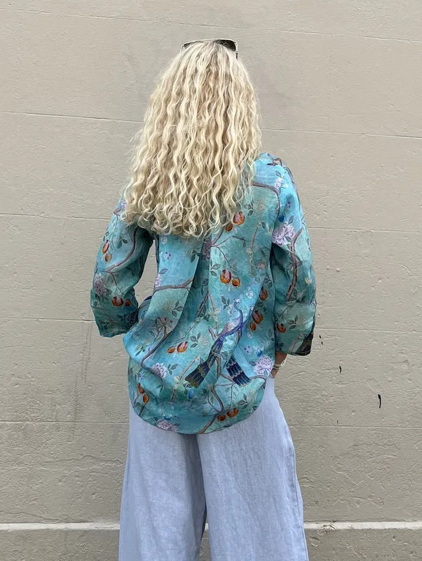 Jiva Maria Shirt - Chinoiserie Print - Ramie