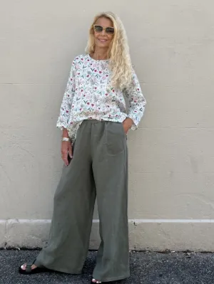 Jiva Maria Shirt - Pink Poppy Print - Ramie