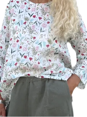 Jiva Maria Shirt - Pink Poppy Print - Ramie