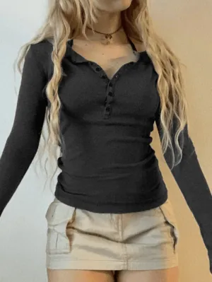Joskaa Button Down Long Sleeve Knit Top