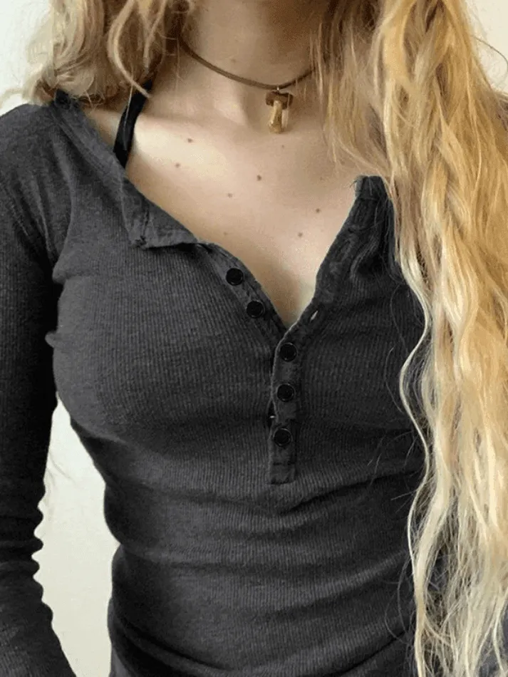 Joskaa Button Down Long Sleeve Knit Top