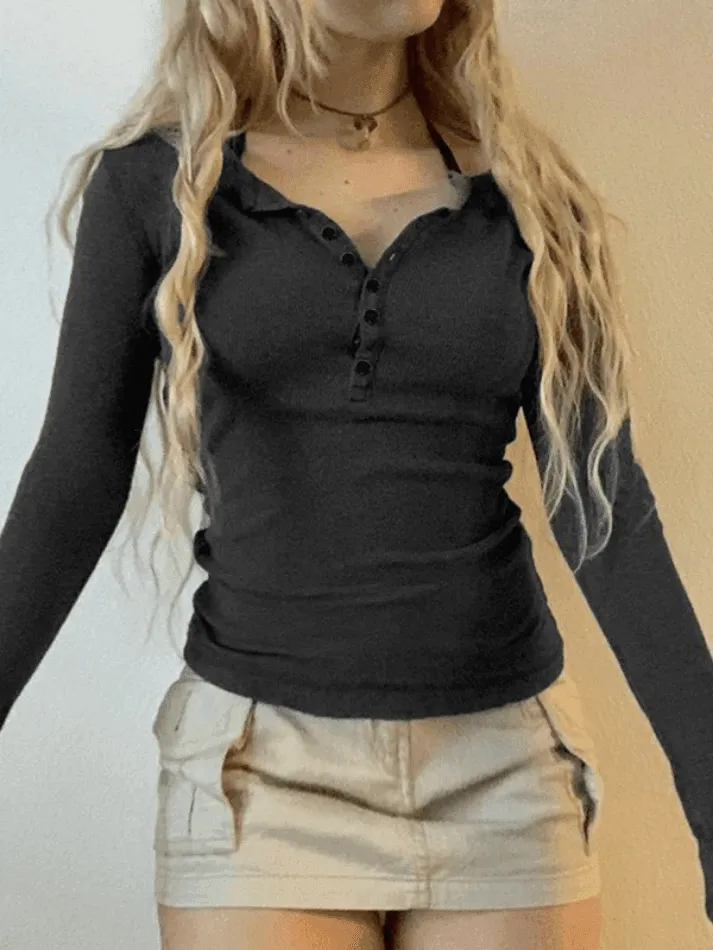 Joskaa Button Down Long Sleeve Knit Top