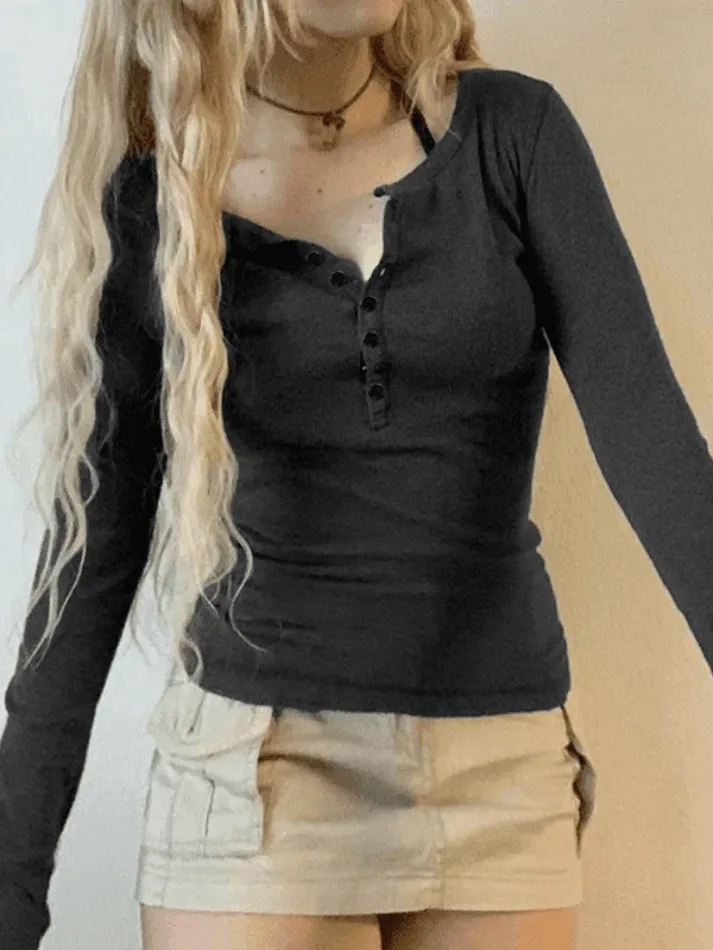 Joskaa Button Down Long Sleeve Knit Top