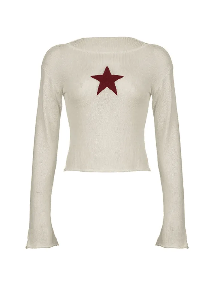 Joskaa Star Crochet Knit Cropped Knit Top
