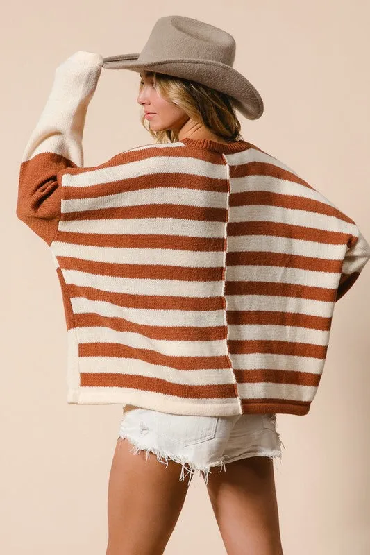 JULIA COLOR BLOCK KNIT TOP S-XL