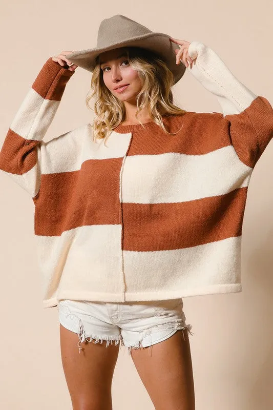 JULIA COLOR BLOCK KNIT TOP S-XL