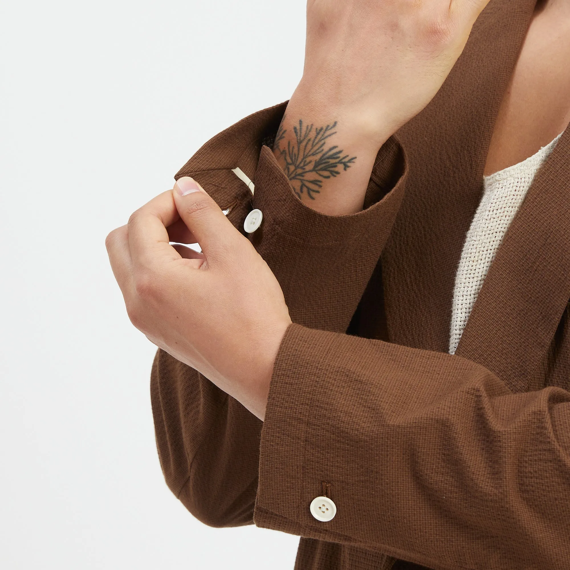 Julian Blazer - Brown Puckered Cotton