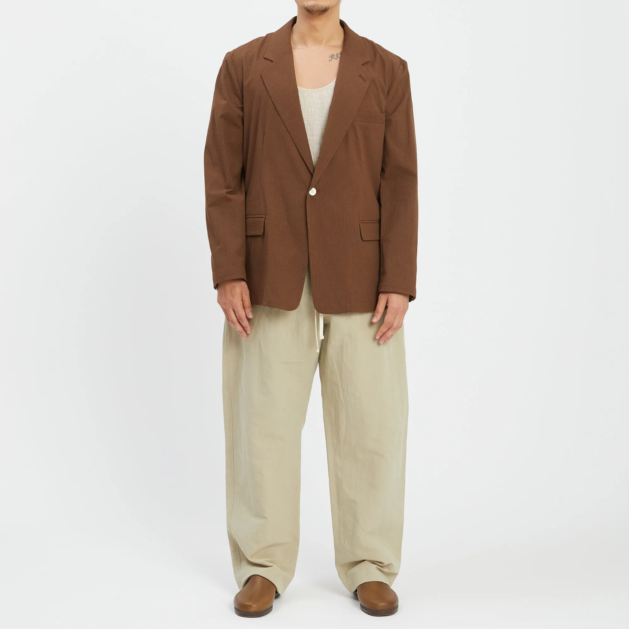 Julian Blazer - Brown Puckered Cotton