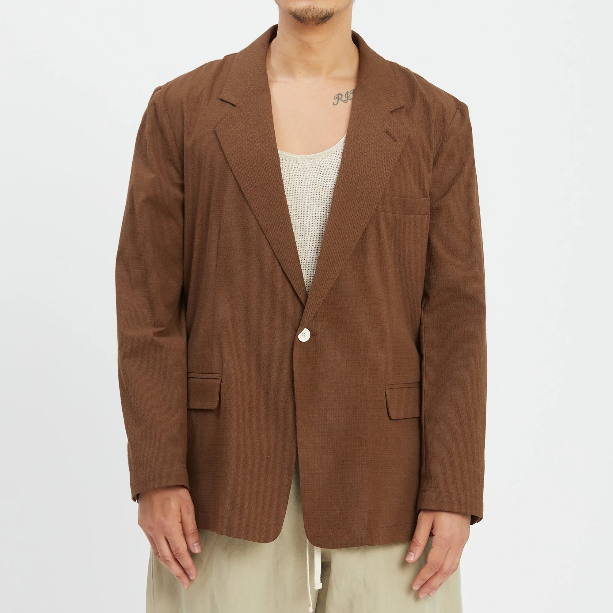 Julian Blazer - Brown Puckered Cotton
