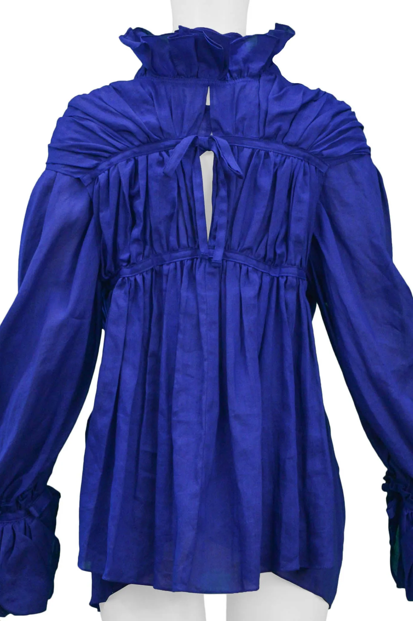JUNYA WATANABE 2007 BLUE RUFFLE LINEN TOP