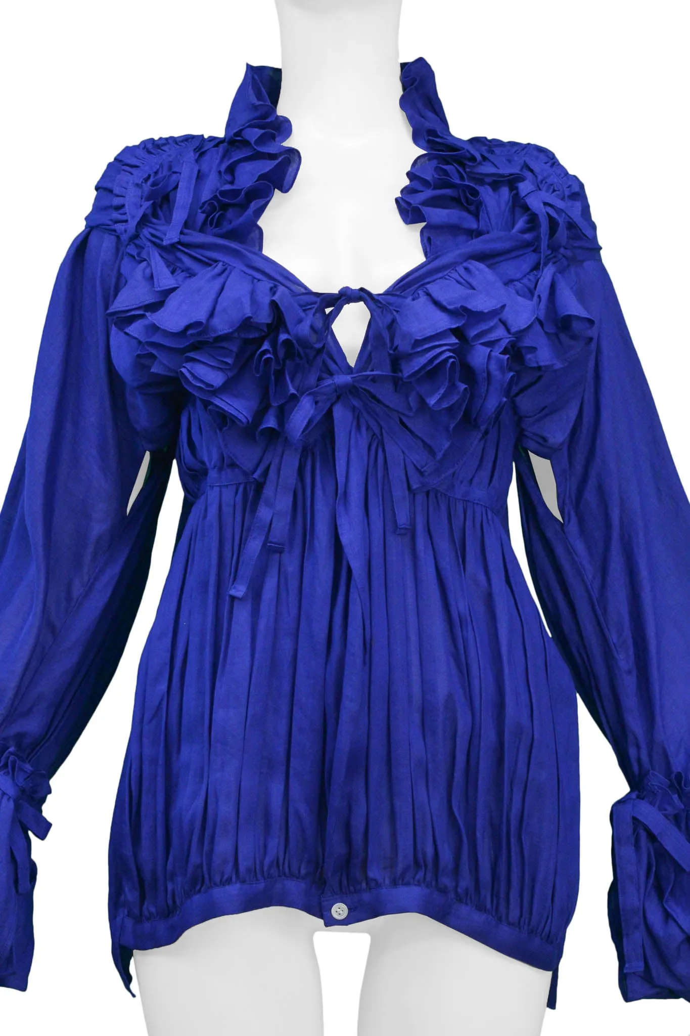 JUNYA WATANABE 2007 BLUE RUFFLE LINEN TOP