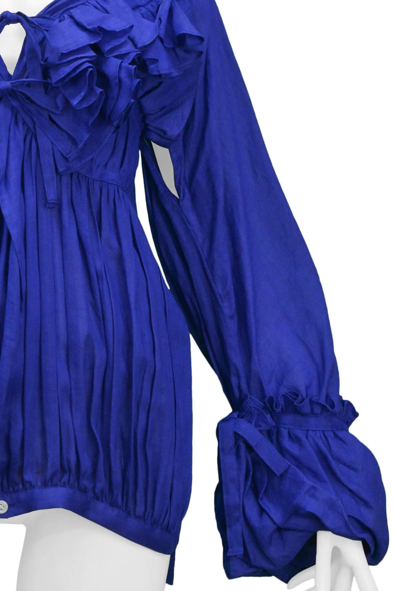 JUNYA WATANABE 2007 BLUE RUFFLE LINEN TOP