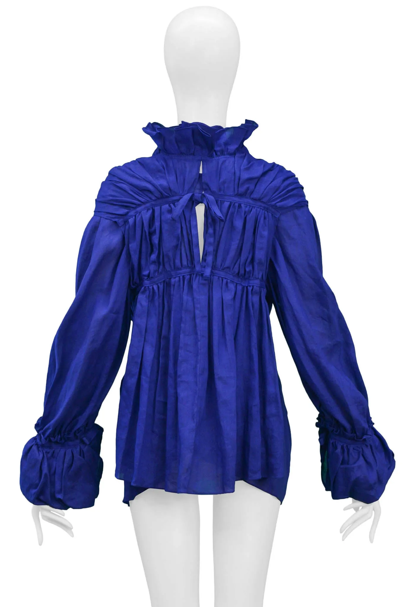 JUNYA WATANABE 2007 BLUE RUFFLE LINEN TOP