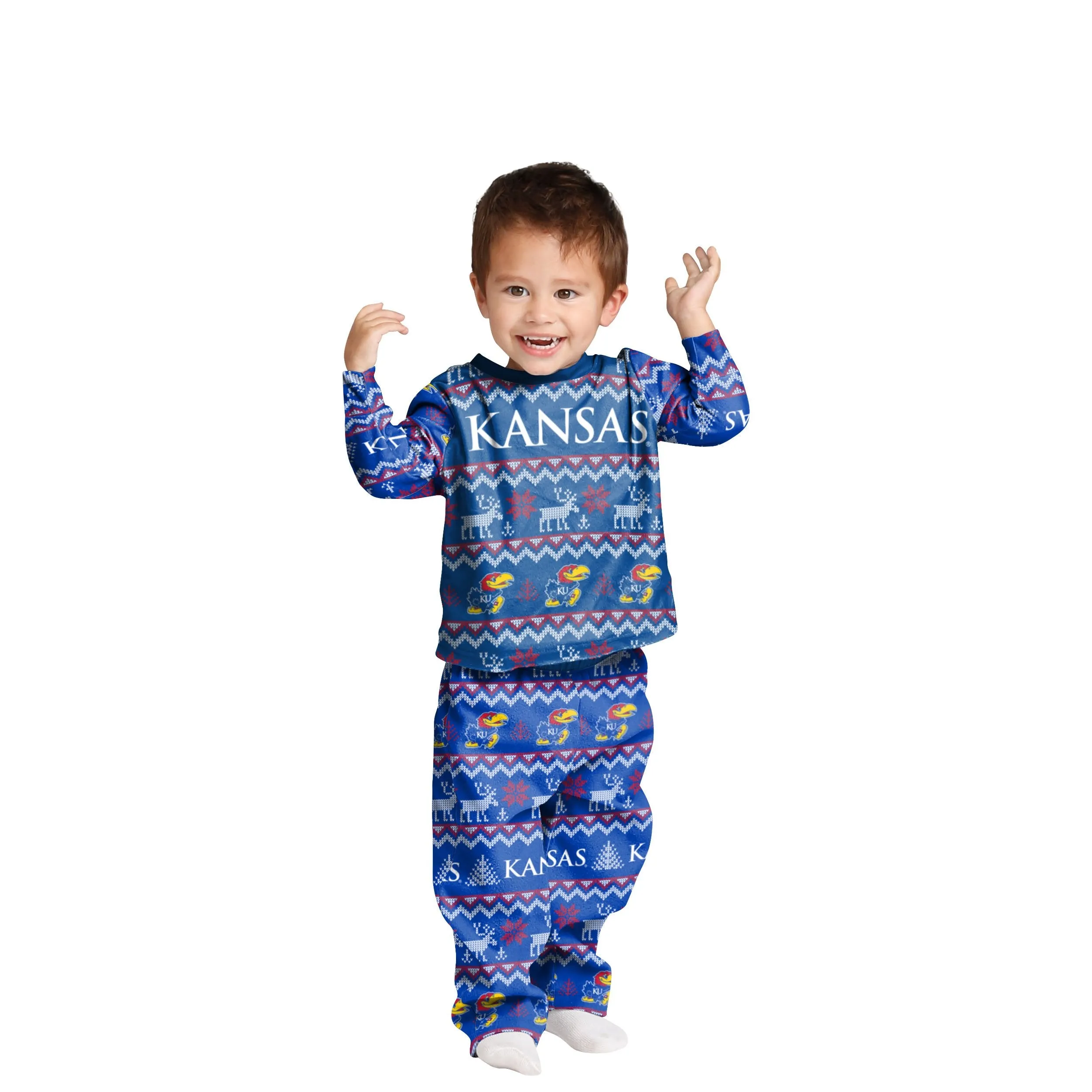 Kansas Jayhawks NCAA Ugly Pattern Family Holiday Pajamas