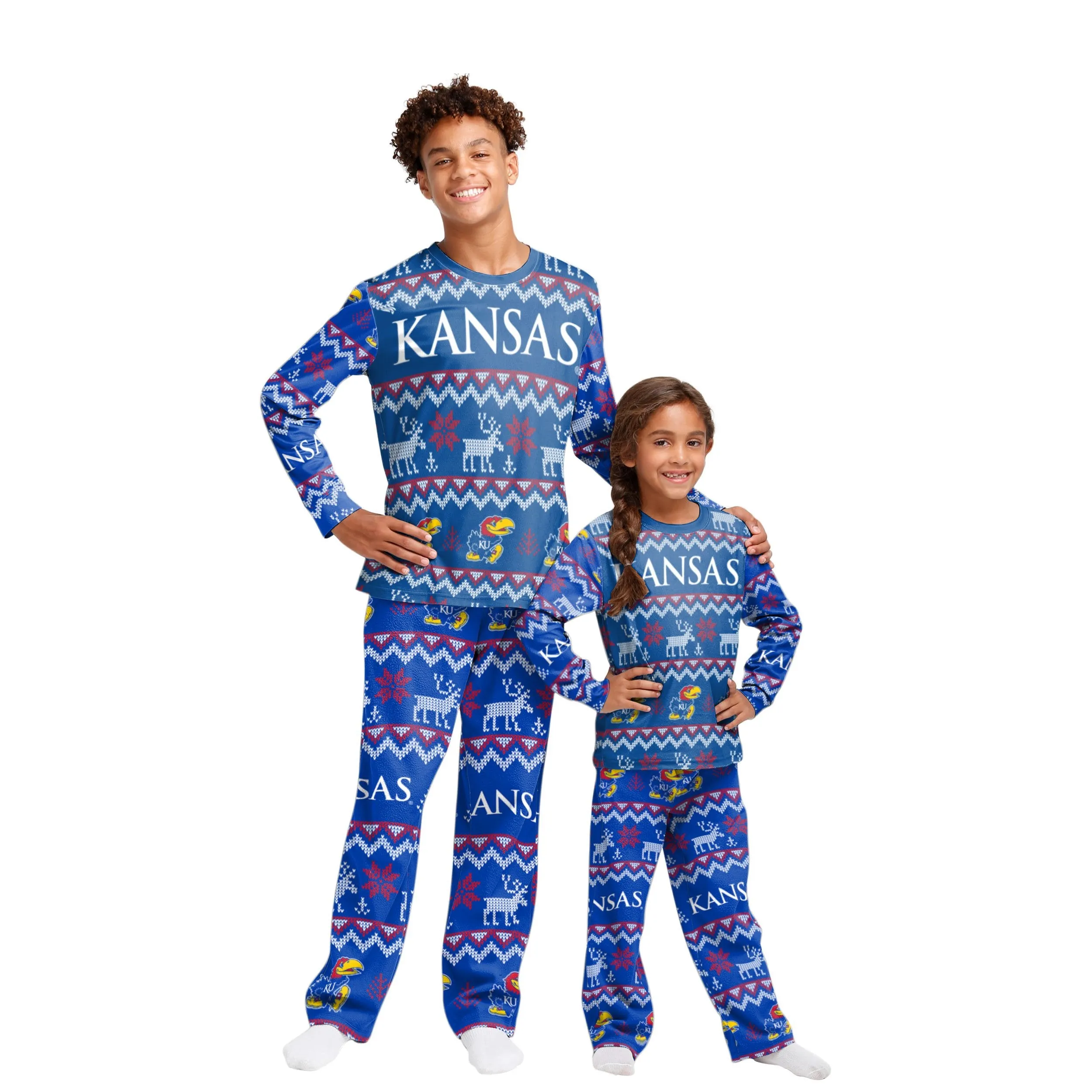 Kansas Jayhawks NCAA Ugly Pattern Family Holiday Pajamas