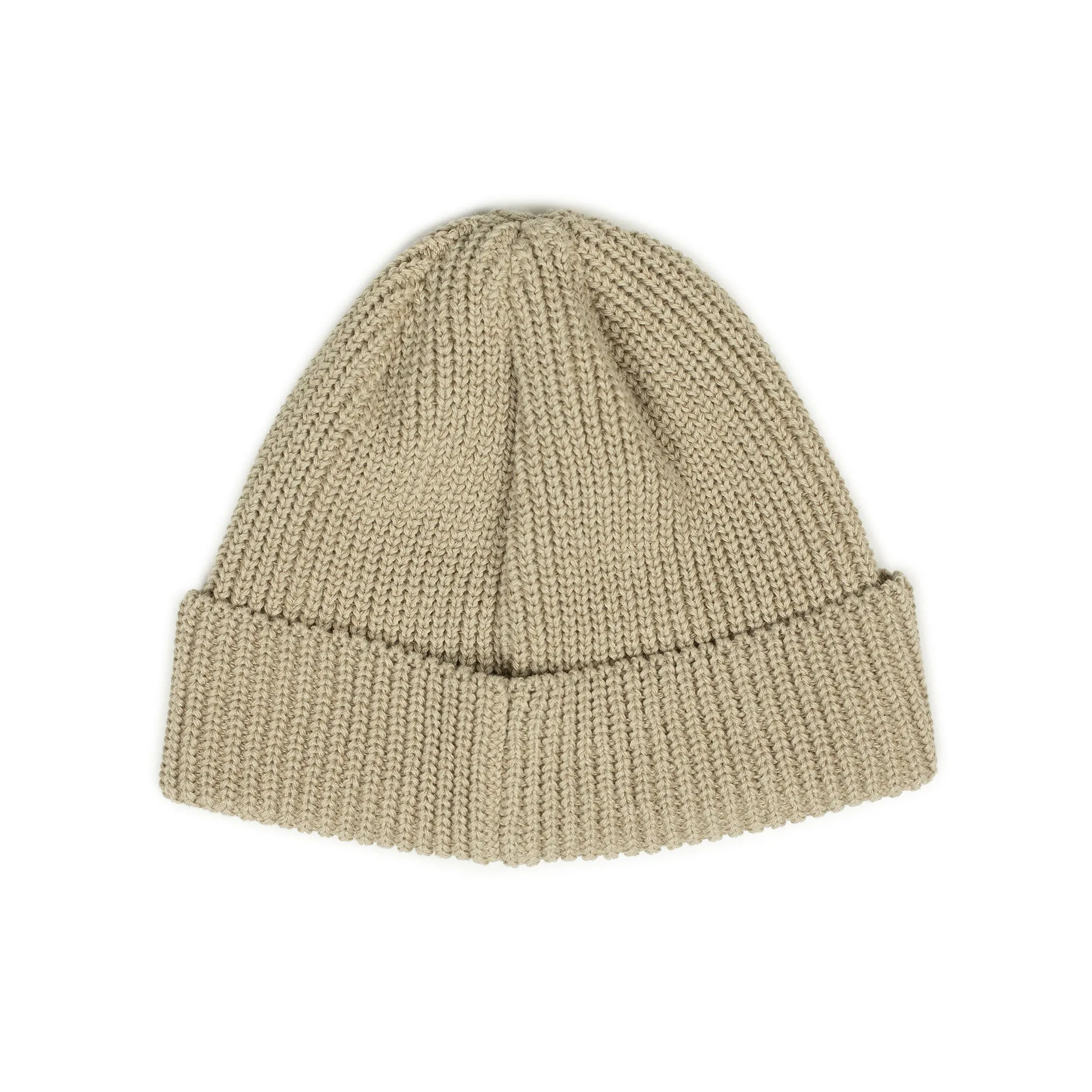 Knit beanie in beige cotton linen ramie