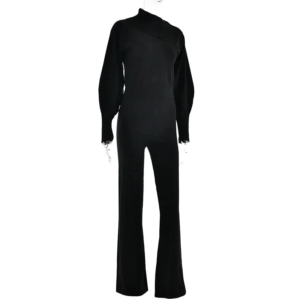 Knit Rib Long Sleeve Graceful Top And Pants Set
