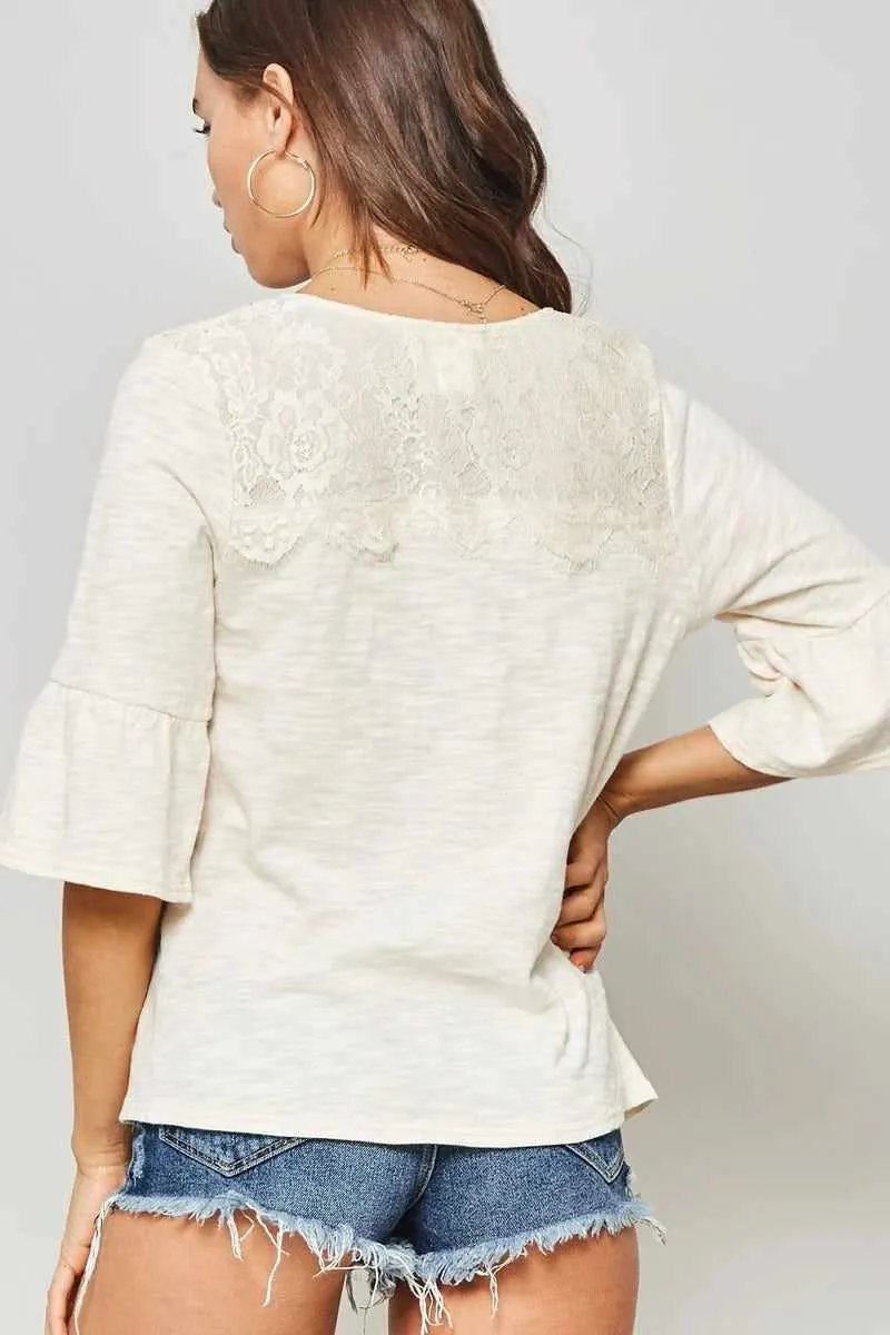 Knit Top With Deep V Neckline And Yoke Design