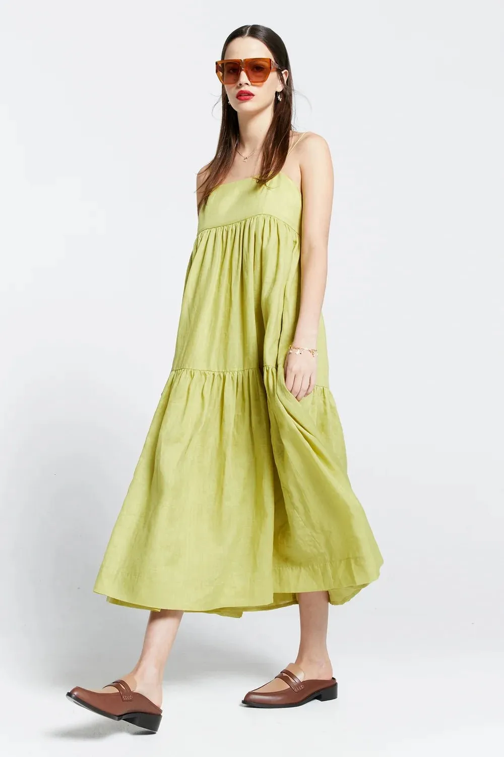 KW Zestful Dress | Washed Ramie Lime