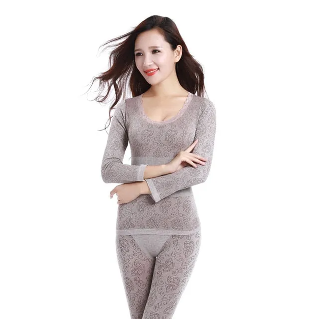 Lace Thermal Seamless Underwear for Winter