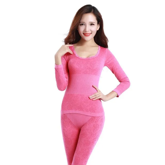 Lace Thermal Seamless Underwear for Winter