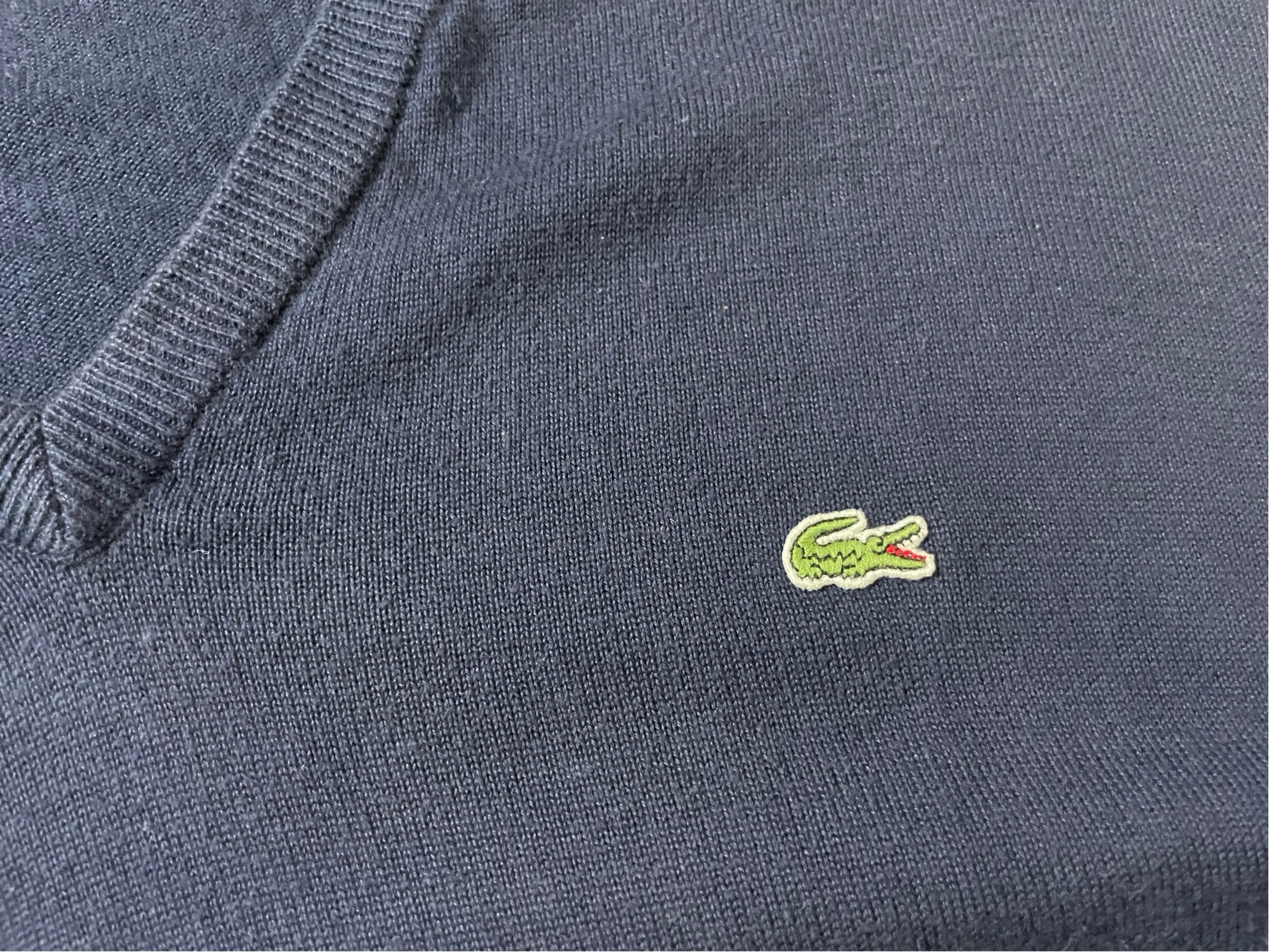 Lacoste vintage men’s v-neck sweater pullover size XXL navy SKU |4277