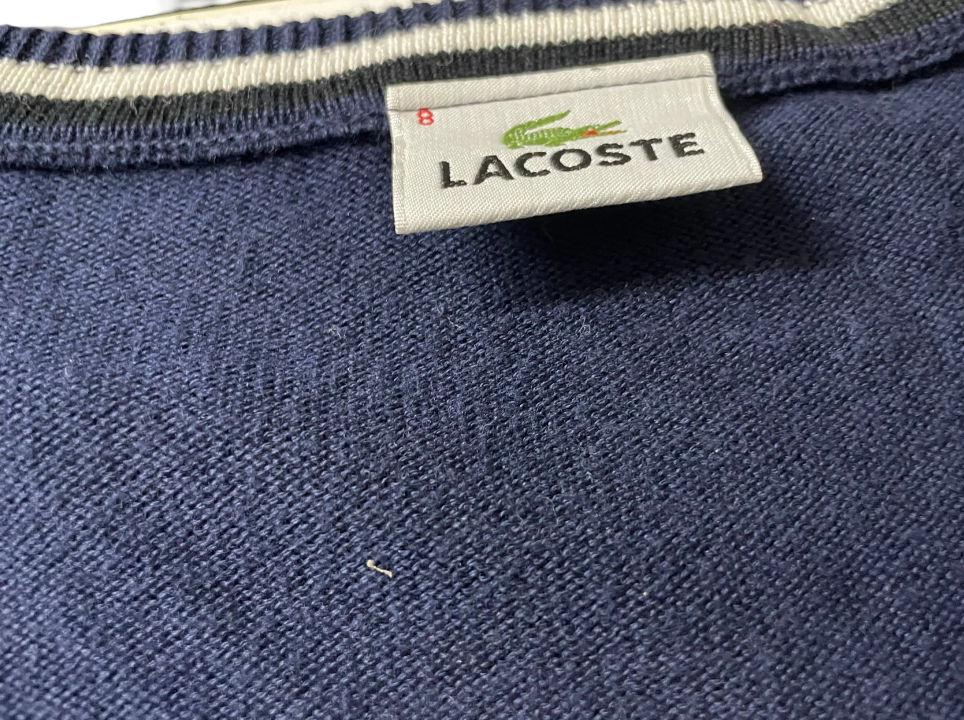 Lacoste vintage men’s v-neck sweater pullover size XXL navy SKU |4277