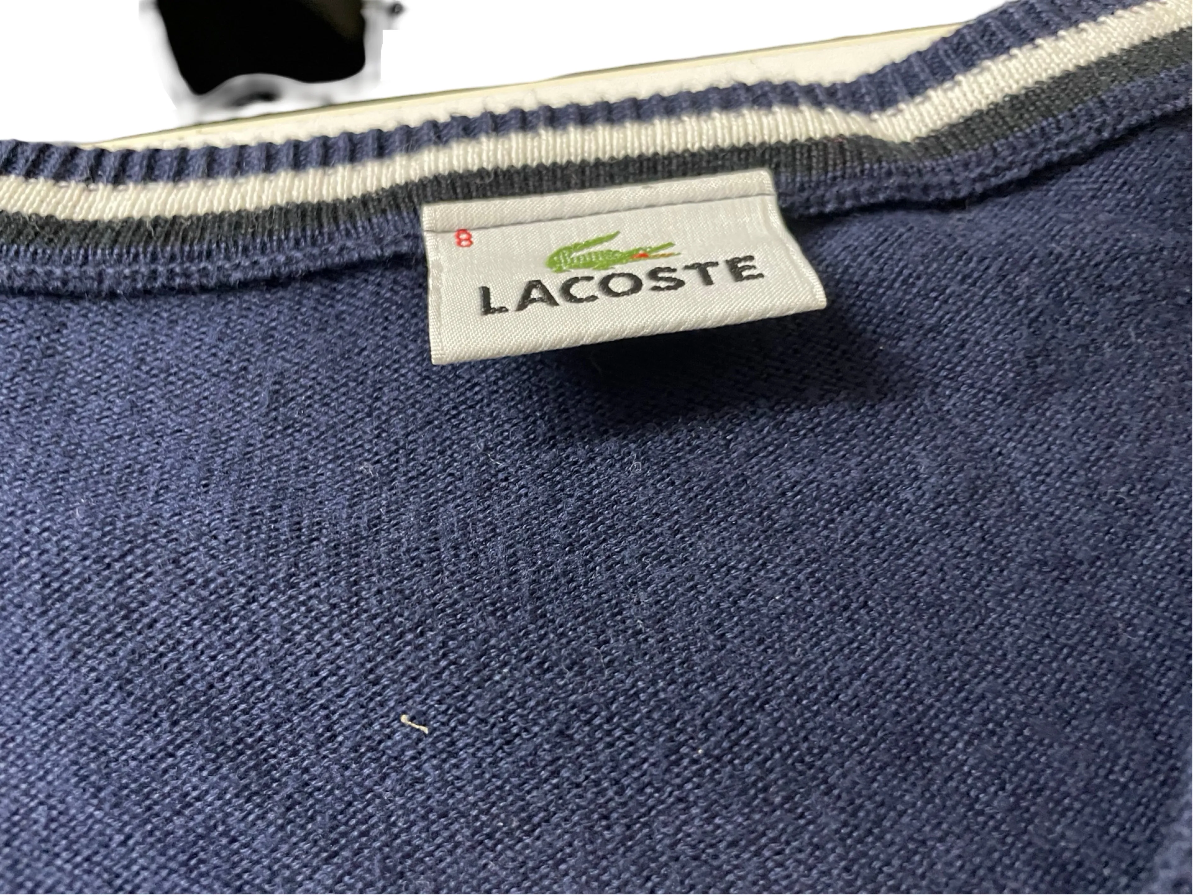 Lacoste vintage men’s v-neck sweater pullover size XXL navy SKU |4277