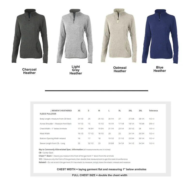 Ladies Tennis Charles River Apparel Heathered Sweater Fleece 1/4 Zip Pullover