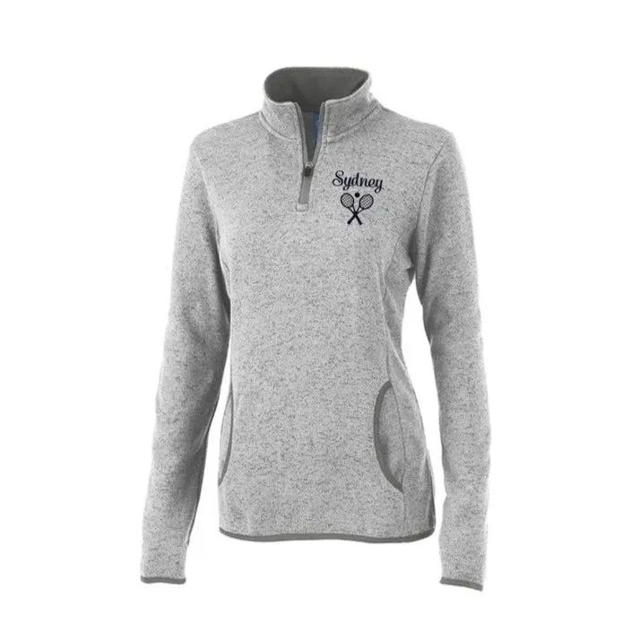 Ladies Tennis Charles River Apparel Heathered Sweater Fleece 1/4 Zip Pullover