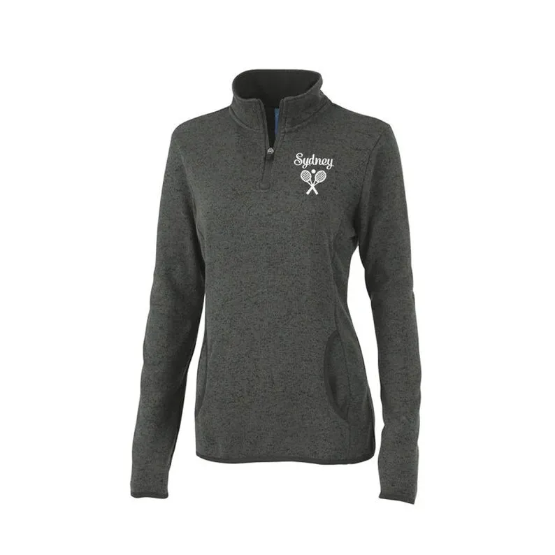Ladies Tennis Charles River Apparel Heathered Sweater Fleece 1/4 Zip Pullover