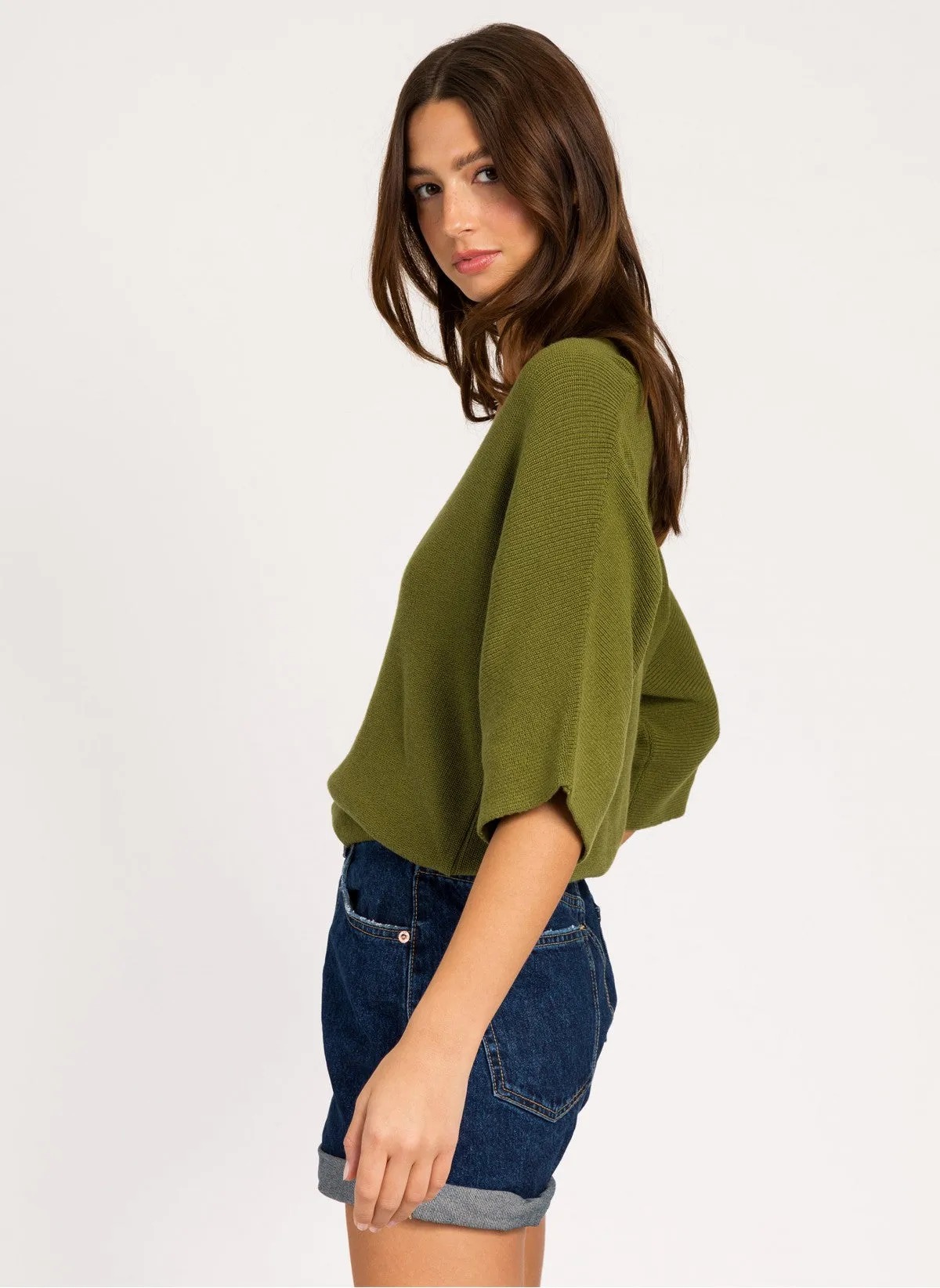 Lenono Knit Sweater: Olive