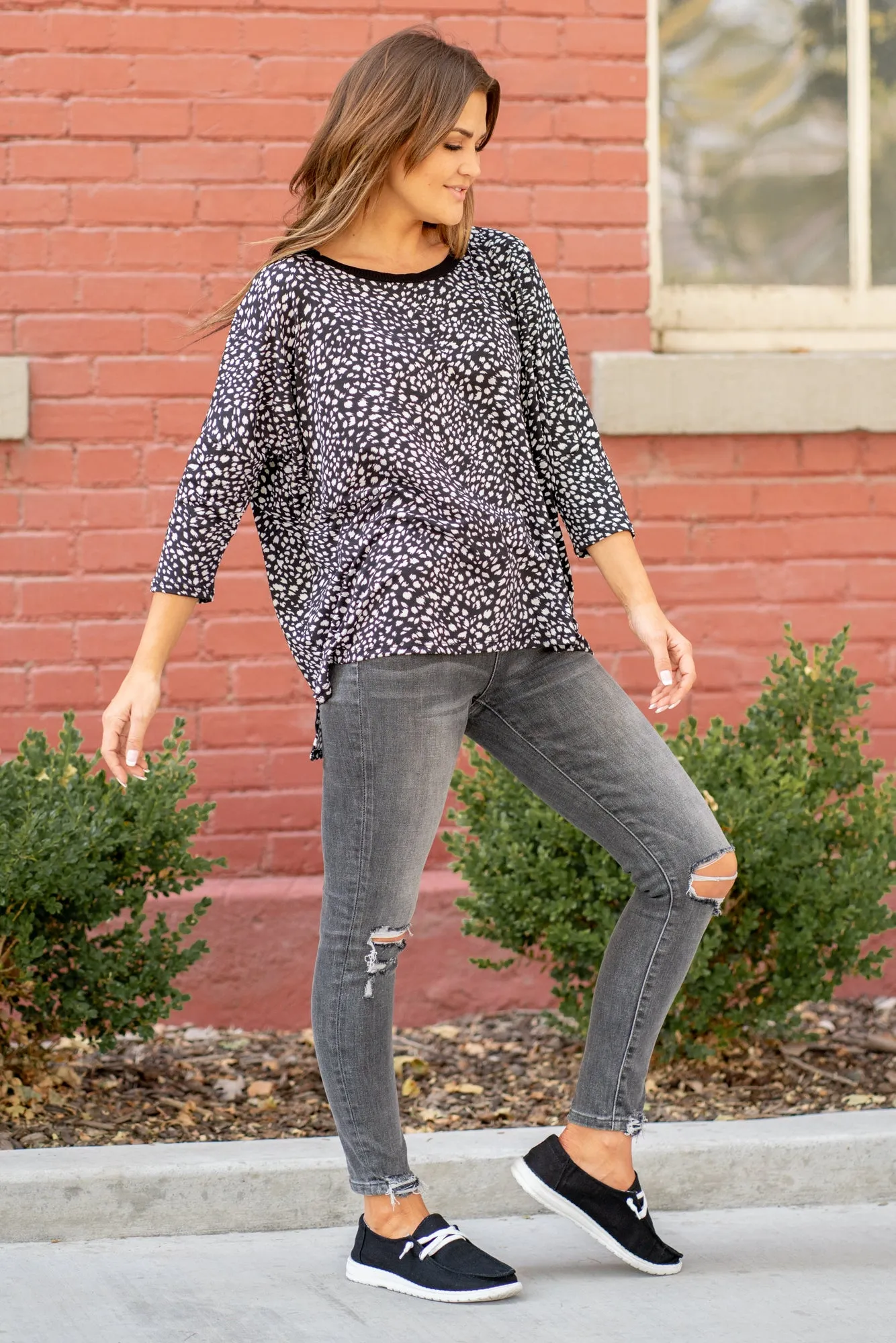 Leopard Knit Oversized Top